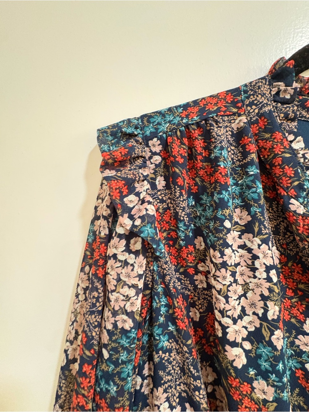 Wonderly Navy Floral Maxi Dress with Red & Cream Accents - Picture 5 of 5